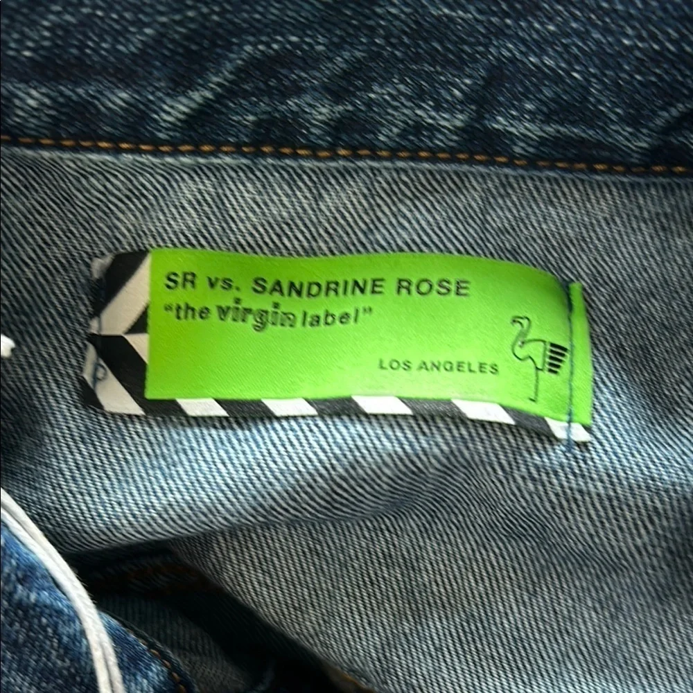 SANDRINE ROSE X FREE PEOPLE Denim Jacket Lartiste Blue Not Yours Embroidered NEW - Picture 4 of 11
